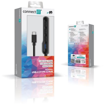 CONNECT IT CHU-5000-BK - USB-C vozlišče 4v1