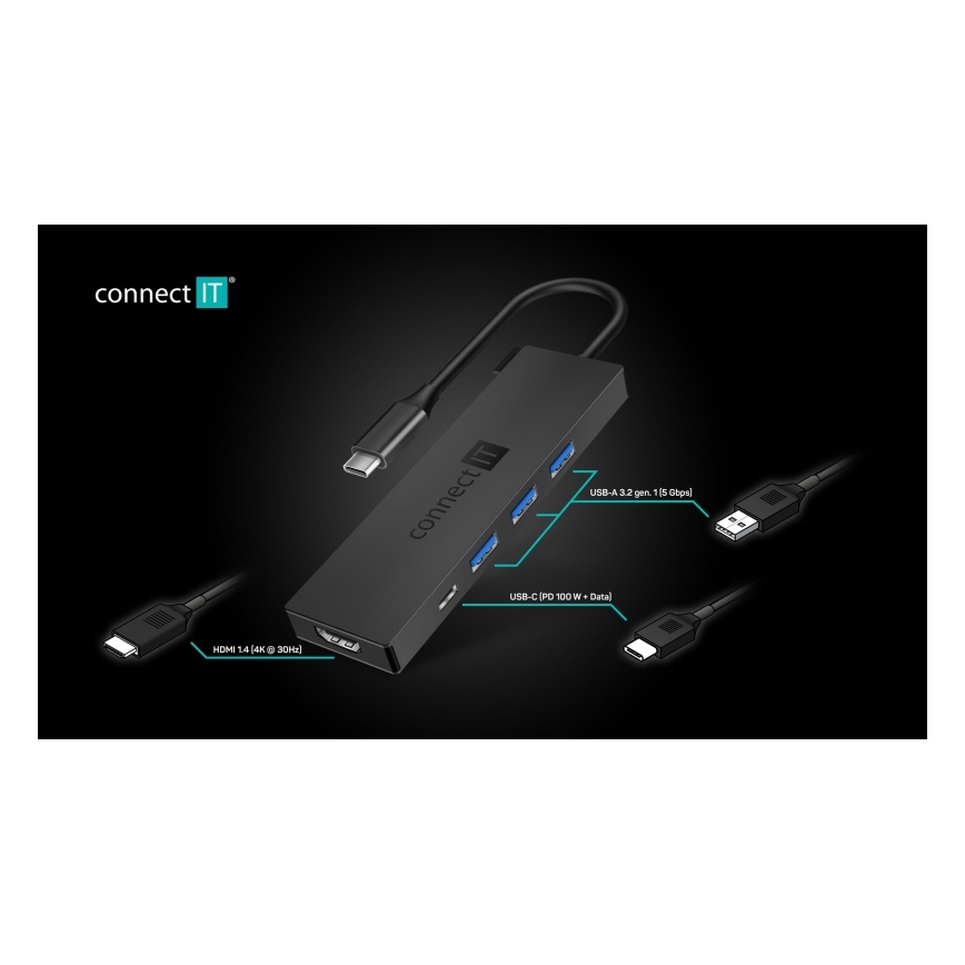 CONNECT IT CHU-8010-AN - USB-C vozlišče 5v1