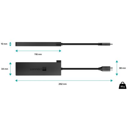 CONNECT IT CHU-8010-AN - USB-C vozlišče 5v1