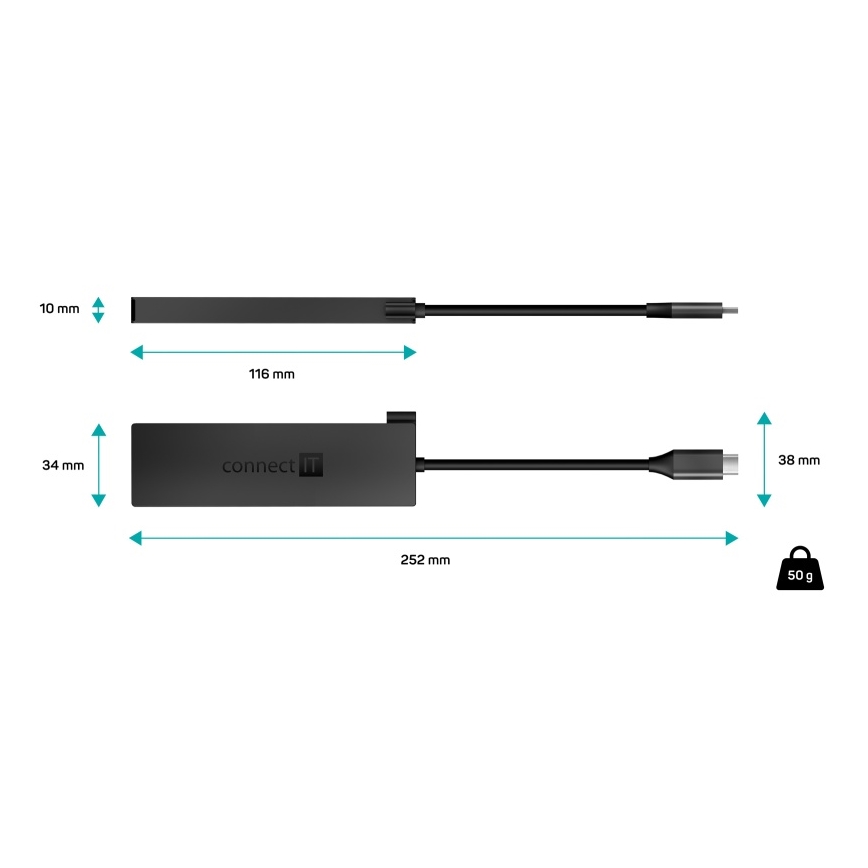 CONNECT IT CHU-8010-AN - USB-C vozlišče 5v1