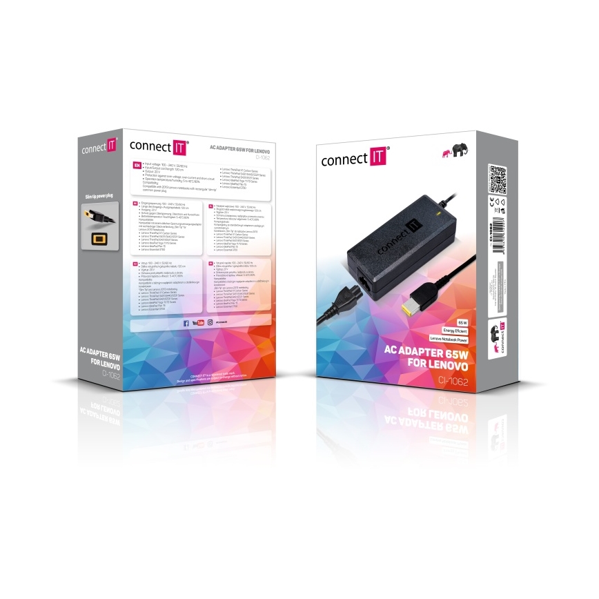 CONNECT IT CI-1062 - Polnilni adapter za Lenovo laptops 65W