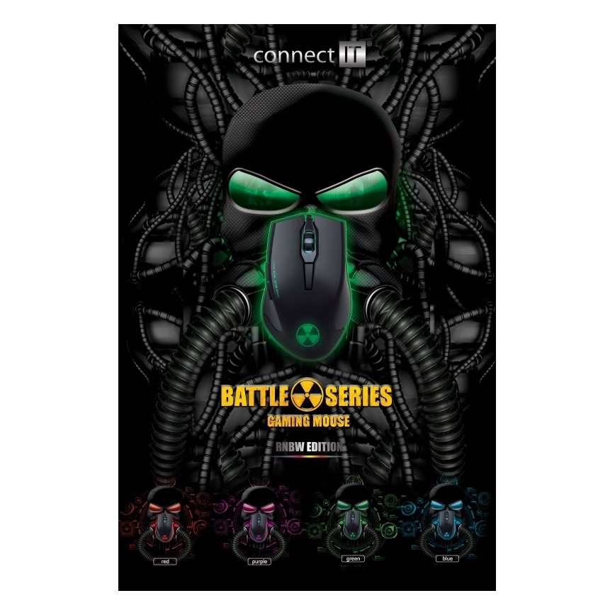 CONNECT IT CI-1128 - LED Žična gaming miška 1000/1200/1600/3200 DPI črna