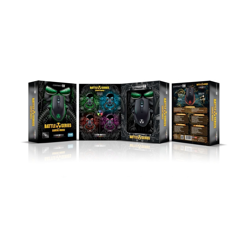CONNECT IT CI-1128 - LED Žična gaming miška 1000/1200/1600/3200 DPI črna