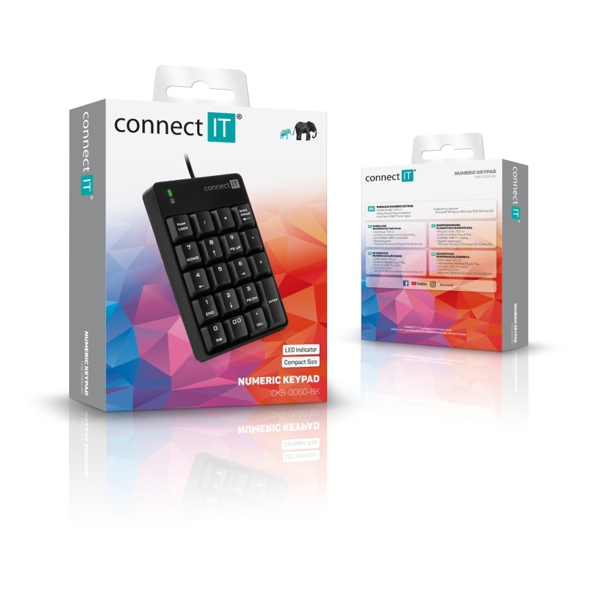 CONNECT IT CKB-0060-BK - Žična numerična tipkovnica črna