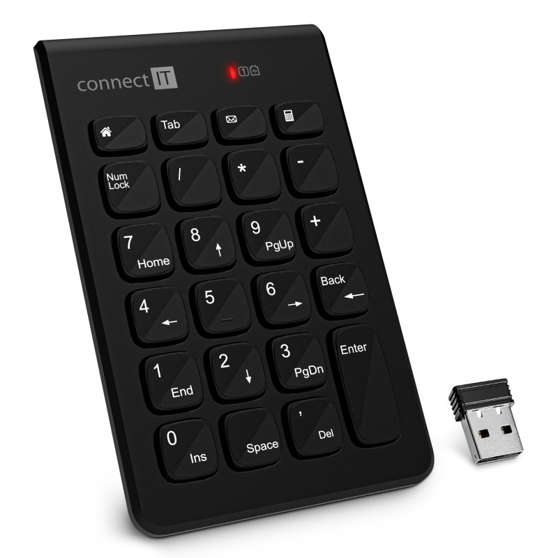 CONNECT IT CKB-0062-BK - Brezžična numerična tipkovnica 1xAAA črna