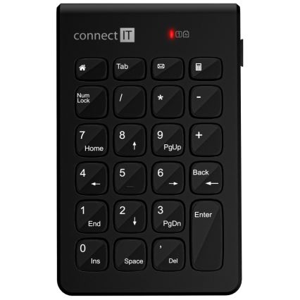 CONNECT IT CKB-0062-BK - Brezžična numerična tipkovnica 1xAAA črna