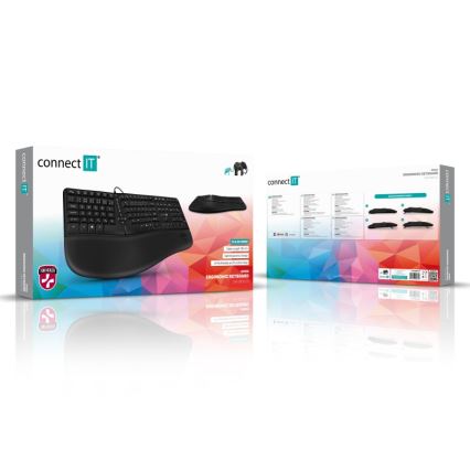 CONNECT IT CKB-2800-CS - Ergonomska brezžična tipkovnica z CZ/SK lokalizacijo črna