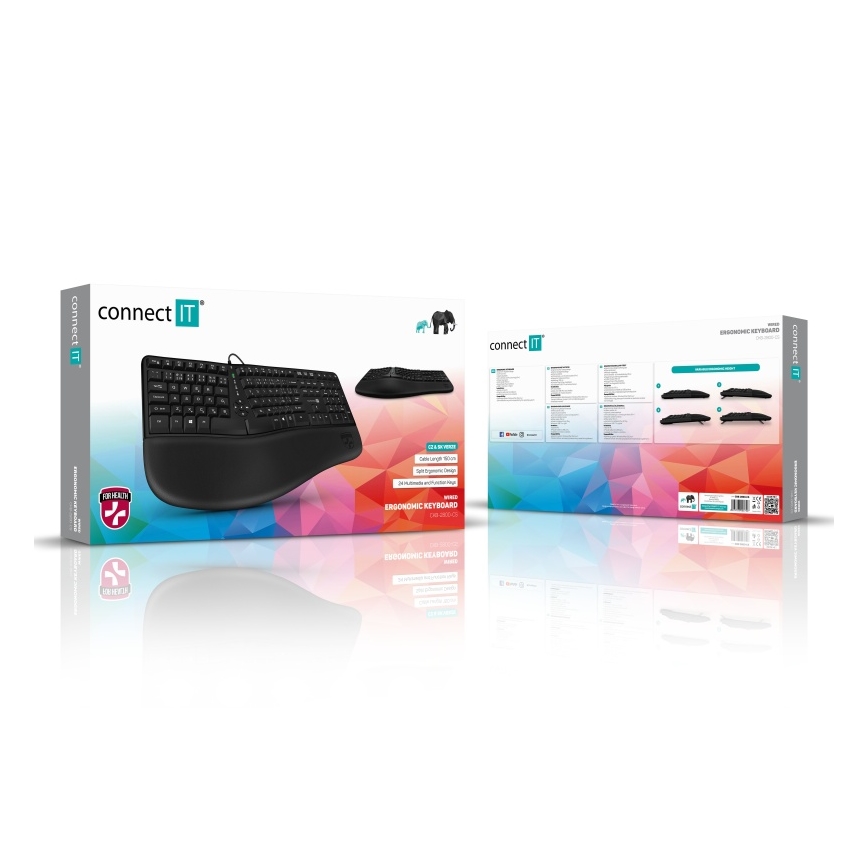 CONNECT IT CKB-2800-CS - Ergonomska brezžična tipkovnica z CZ/SK lokalizacijo črna