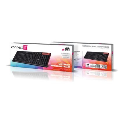 CONNECT IT CKB-3000-CS - Brezžična multimedijska tipkovnica z CZ/SK localization 2xAAA črna