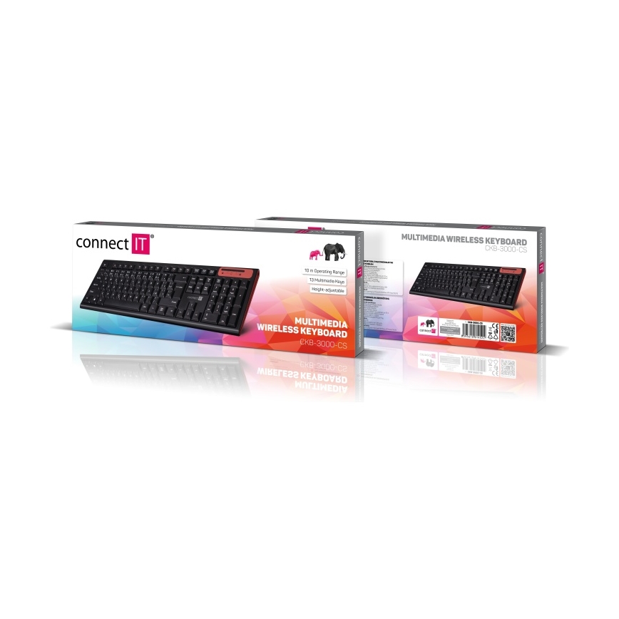 CONNECT IT CKB-3000-CS - Brezžična multimedijska tipkovnica z CZ/SK localization 2xAAA črna