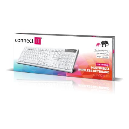 CONNECT IT CKB-3010-CS - Brezžična multimedijska tipkovnica z CZ/SK lokalizacijo 2xAAA bela