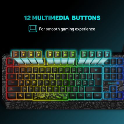 CONNECT IT CKB-3530-DD - LED RGB Žična gaming tipkovnica z CZ/SK lokalizacijo črna