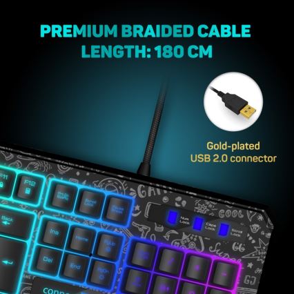 CONNECT IT CKB-3530-DD - LED RGB Žična gaming tipkovnica z CZ/SK lokalizacijo črna