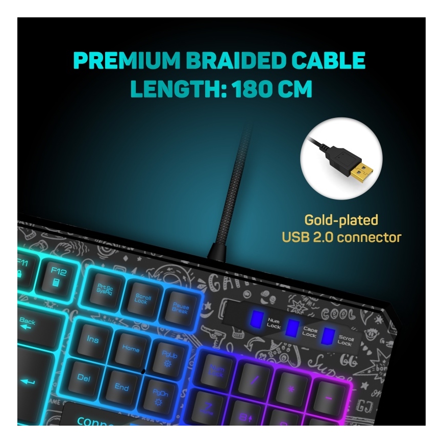 CONNECT IT CKB-3530-DD - LED RGB Žična gaming tipkovnica z CZ/SK lokalizacijo črna