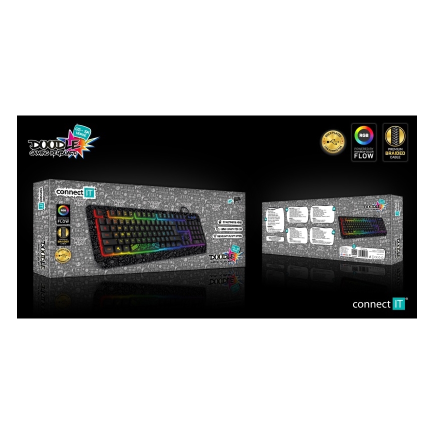 CONNECT IT CKB-3530-DD - LED RGB Žična gaming tipkovnica z CZ/SK lokalizacijo črna