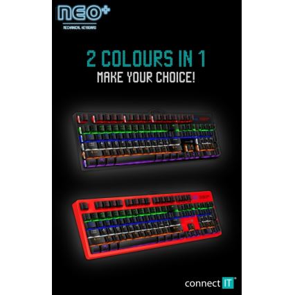 CONNECT IT CKB-3591-CS - LED RGB Žična gaming tipkovnica z CZ/SK localization črna + rdeča okvir