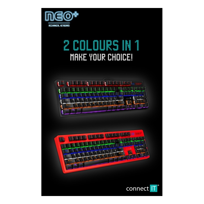 CONNECT IT CKB-3591-CS - LED RGB Žična gaming tipkovnica z CZ/SK localization črna + rdeča okvir