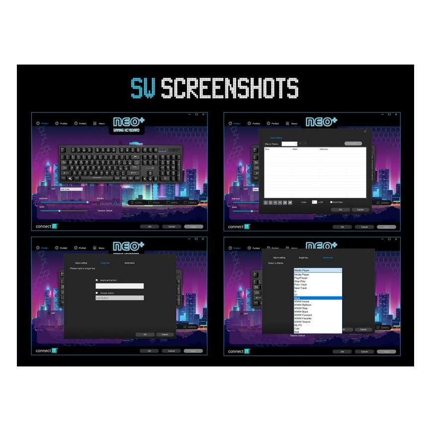 CONNECT IT CKB-3591-CS - LED RGB Žična gaming tipkovnica z CZ/SK localization črna + rdeča okvir