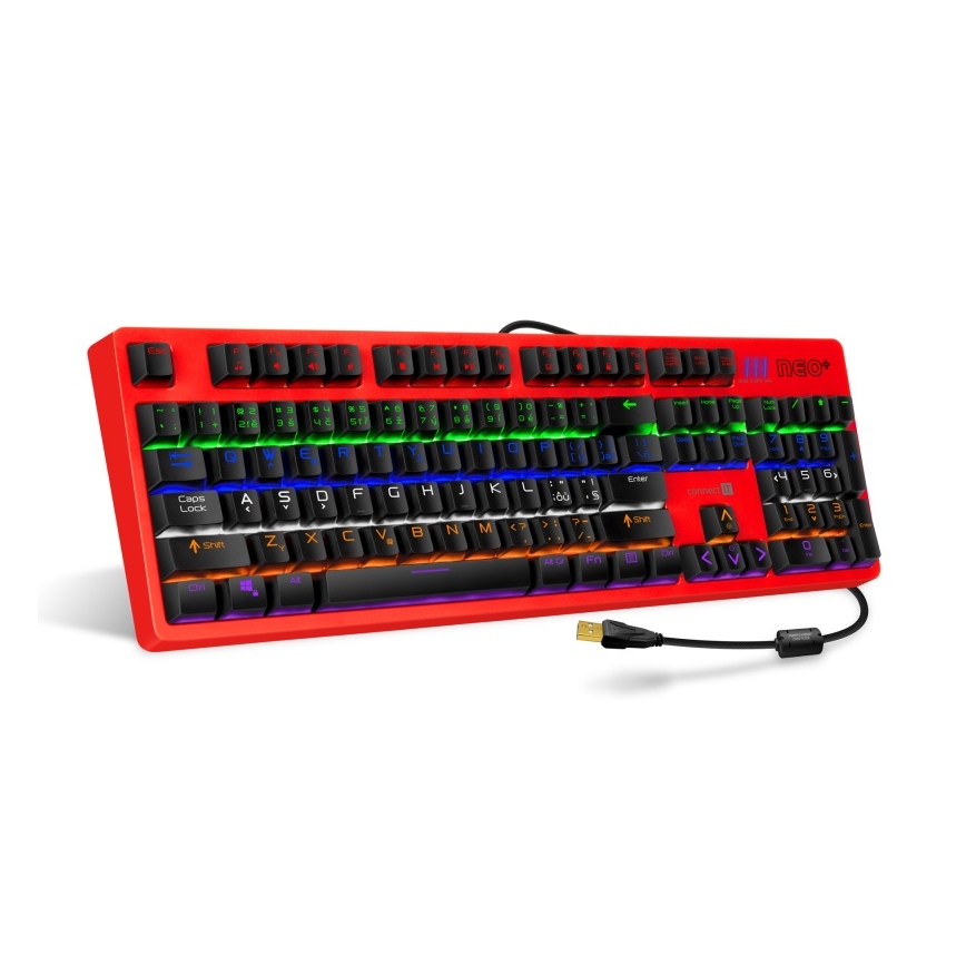 CONNECT IT CKB-3591-CS - LED RGB Žična gaming tipkovnica z CZ/SK localization črna + rdeča okvir