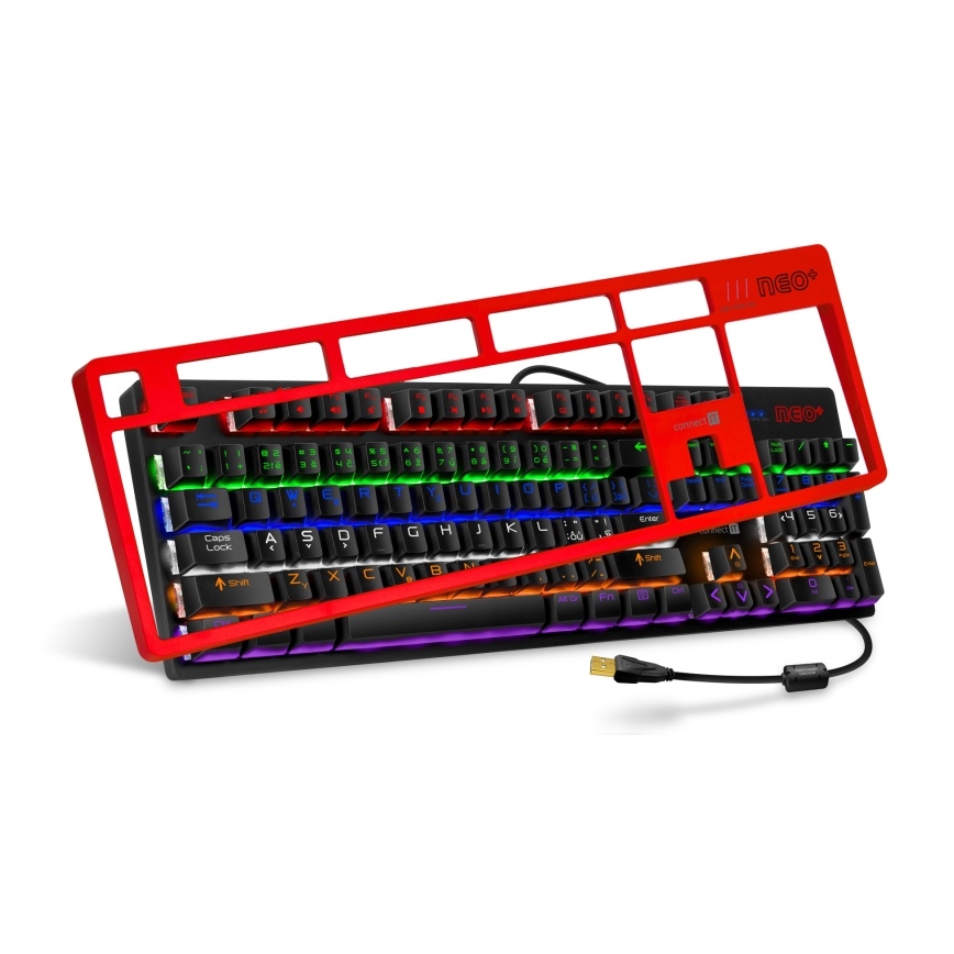 CONNECT IT CKB-3591-CS - LED RGB Žična gaming tipkovnica z CZ/SK localization črna + rdeča okvir