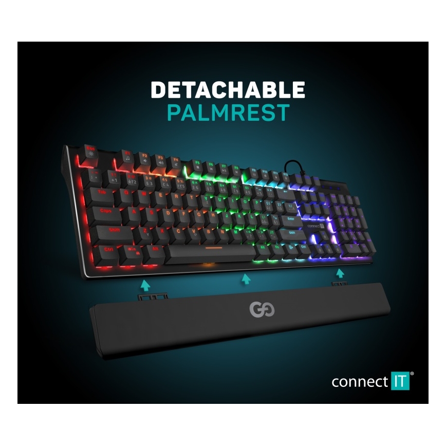CONNECT IT CKB-7050-CS - LED RGB Žična gaming tipkovnica z CZ/SK lokalizacijo črna