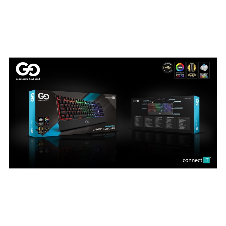 CONNECT IT CKB-7050-CS - LED RGB Žična gaming tipkovnica z CZ/SK lokalizacijo črna