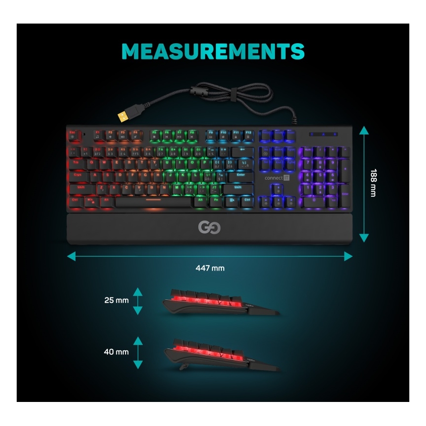 CONNECT IT CKB-7050-CS - LED RGB Žična gaming tipkovnica z CZ/SK lokalizacijo črna