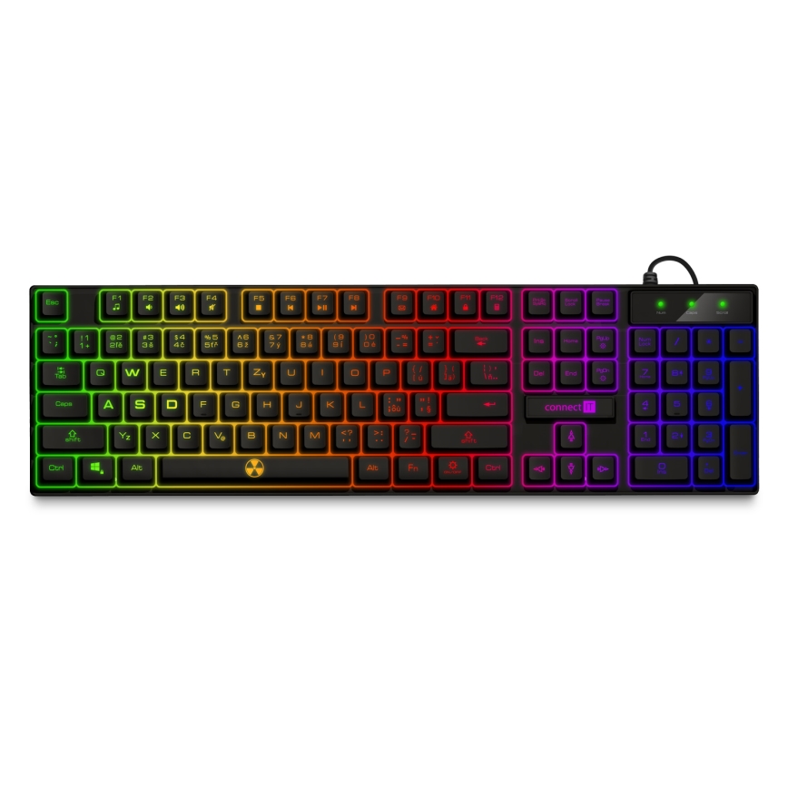 CONNECT IT CKM-3200-CS - LED RGB Žična gaming tipkovnica in gaming miška 1200/1800/2400/3600 DPI z CZ/SK localization črna