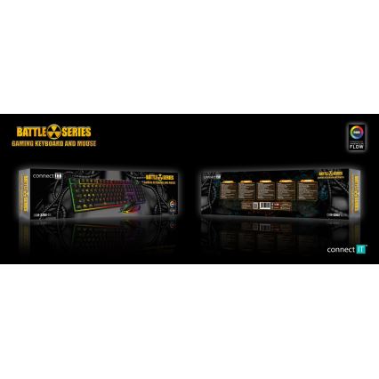 CONNECT IT CKM-3200-CS - LED RGB Žična gaming tipkovnica in gaming miška 1200/1800/2400/3600 DPI z CZ/SK localization črna