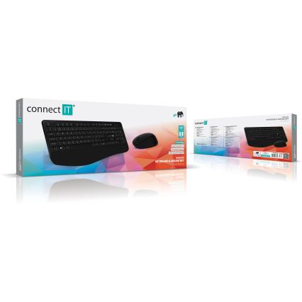 CONNECT IT CKM-7803-CS - Brezžična tipkovnica in miška 1200 DPI z CZ/SK localization 1xAAA + 1xAA črna