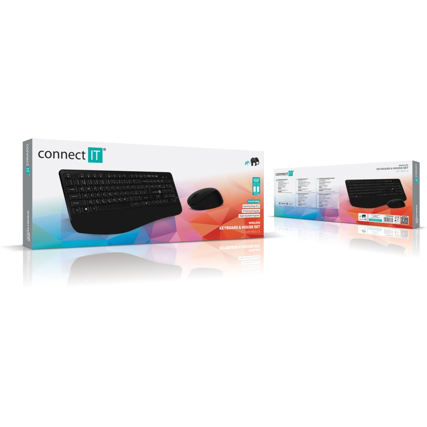 CONNECT IT CKM-7803-CS - Brezžična tipkovnica in miška 1200 DPI z CZ/SK localization 1xAAA + 1xAA črna