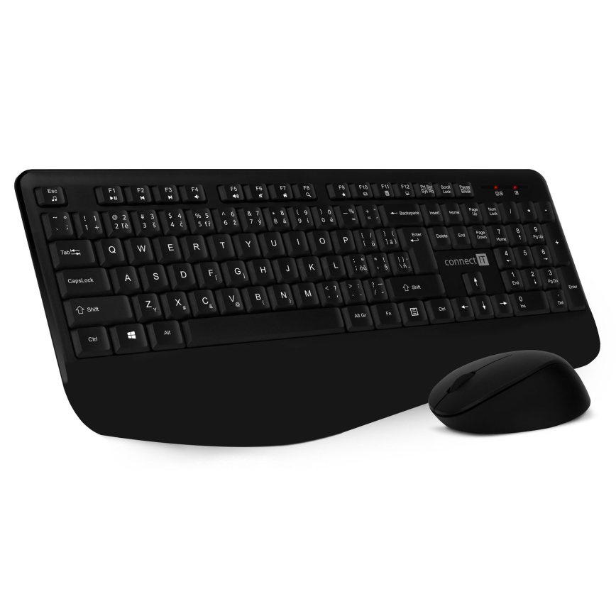 CONNECT IT CKM-7803-CS - Brezžična tipkovnica in miška 1200 DPI z CZ/SK localization 1xAAA + 1xAA črna