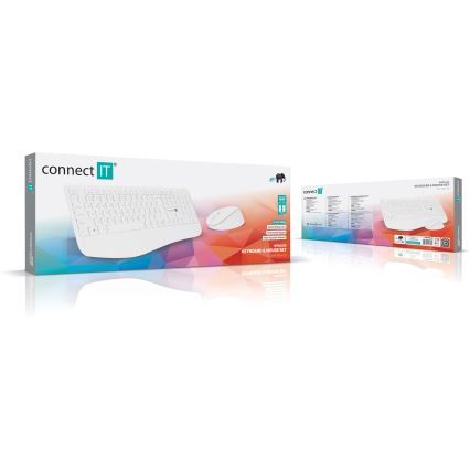 CONNECT IT CKM-7804-CS - Brezžična tipkovnica in miška 1200 DPI z CZ/SK localization 1xAAA + 1xAA bela