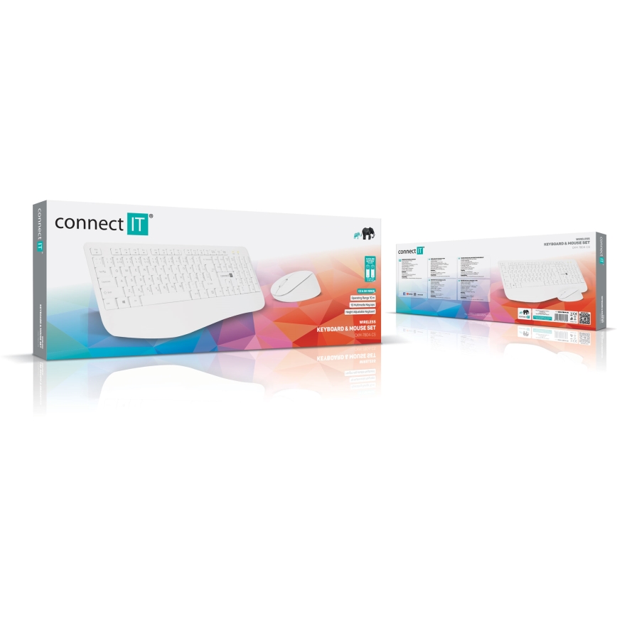 CONNECT IT CKM-7804-CS - Brezžična tipkovnica in miška 1200 DPI z CZ/SK localization 1xAAA + 1xAA bela