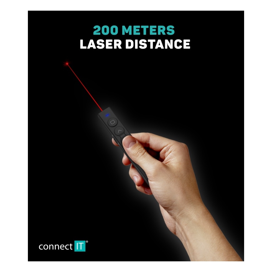 CONNECT IT CLP-2050-BK - Brezžični predstavitelj z laserskim kazalcem 1xAAA