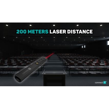 CONNECT IT CLP-2050-BK - Brezžični predstavitelj z laserskim kazalcem 1xAAA