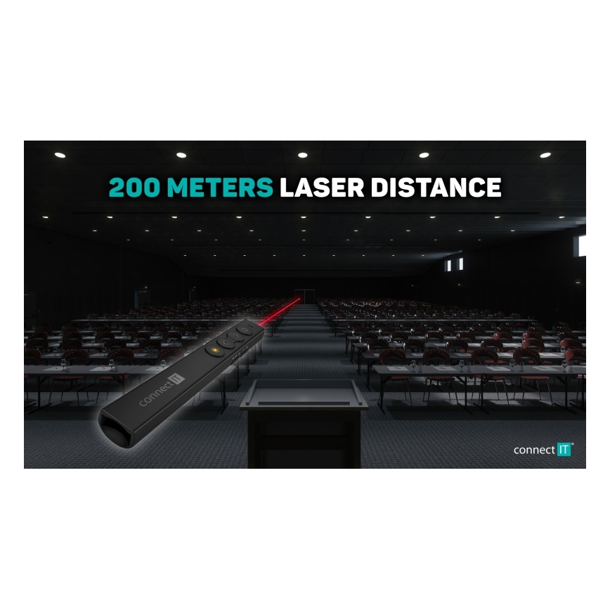 CONNECT IT CLP-2050-BK - Brezžični predstavitelj z laserskim kazalcem 1xAAA