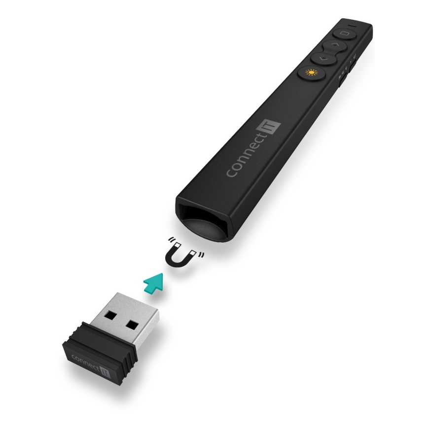 CONNECT IT CLP-2050-BK - Brezžični predstavitelj z laserskim kazalcem 1xAAA