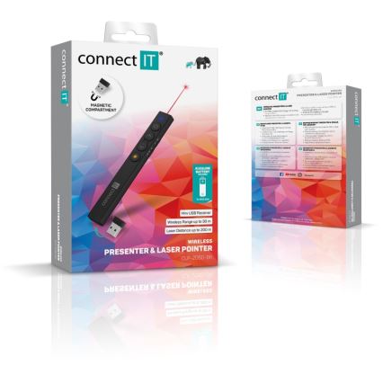 CONNECT IT CLP-2050-BK - Brezžični predstavitelj z laserskim kazalcem 1xAAA
