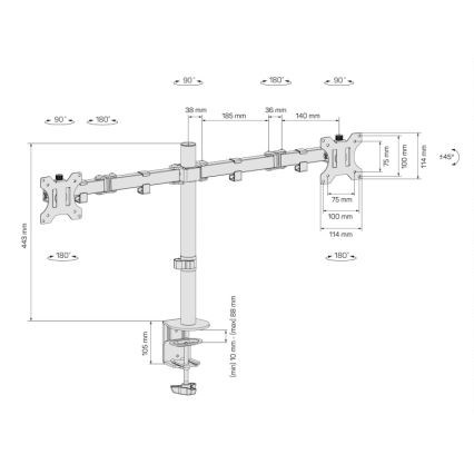 CONNECT IT CMF-3203-BK - Univerzalni nosilec za 2 monitorja 13-32” črna