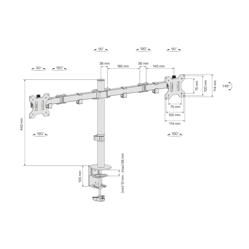 CONNECT IT CMF-3203-BK - Univerzalni nosilec za 2 monitorja 13-32” črna