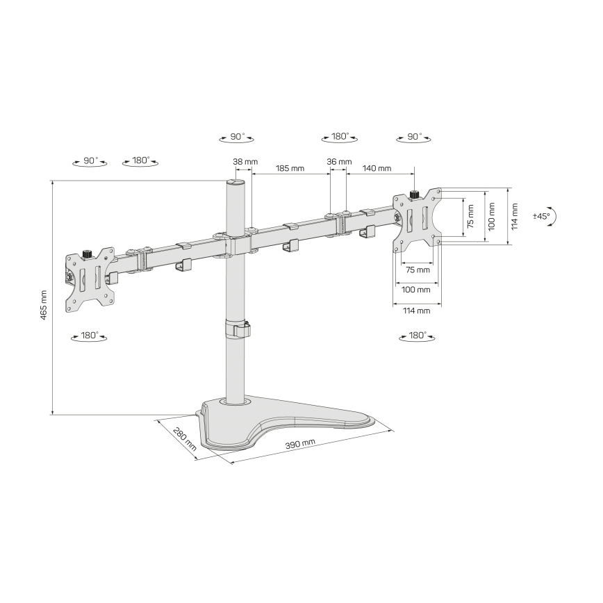 CONNECT IT CMF-3204-BK - Univerzalni nosilec za 2 monitorja 13-32” črna