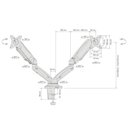 CONNECT IT CMF-3207-BK - Univerzalni nosilec za 2 monitorja 13-27” črna