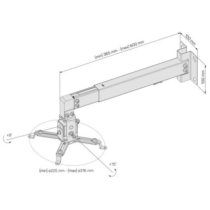 CONNECT IT CMF-7020-SL - Stenski nosilec za projektor, srebrna