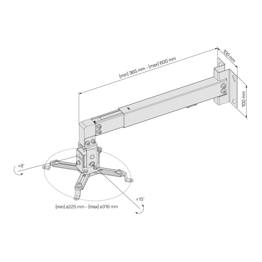 CONNECT IT CMF-7020-SL - Stenski nosilec za projektor, srebrna