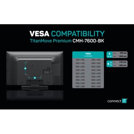 CONNECT IT CMH-7600-BK - Stenski nosilec za TV 32-70” črna