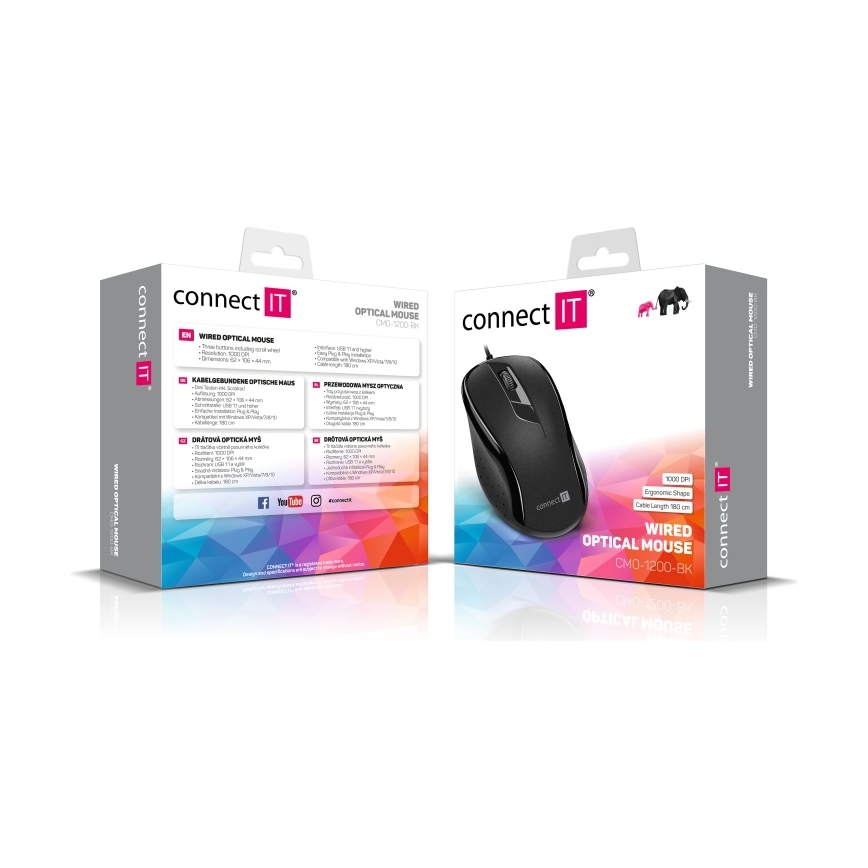 CONNECT IT CMO-1200-BK - Žična miška 1000 DPI črna