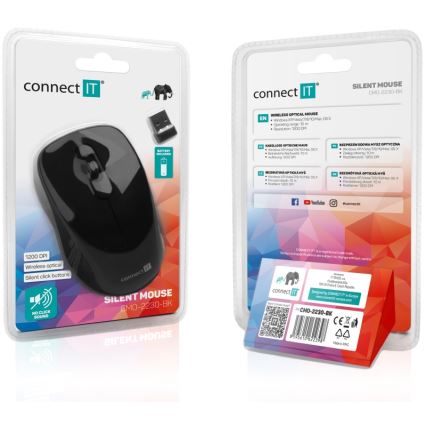 CONNECT IT CMO-2230-BK - Brezžična tiha miška MUTE 1200 DPI 1xAA črna