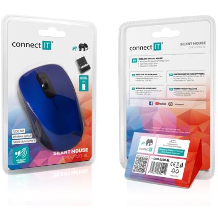 CONNECT IT CMO-2230-BL - Brezžična tiha miška MUTE 1200 DPI 1xAA črna/modra