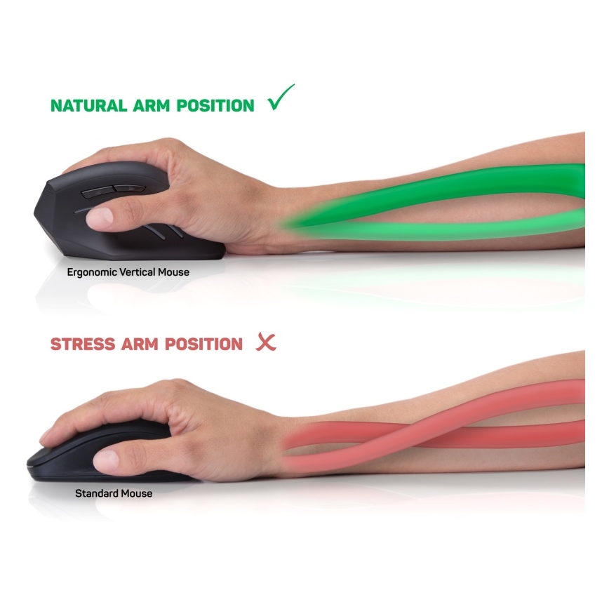 CONNECT IT CMO-2500-BK - Ergonomska žična miška Verti Wire 1000/1600 DPI črna